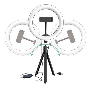 UN-205 8’’ LED Ring Light with Stand and Phone Holder Desktop Selfie Circle Lamp for YouTube Video Photography Makeup