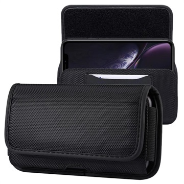 Universal Oxford Belt Clip Case with Card Holder - 5.4 - Black
