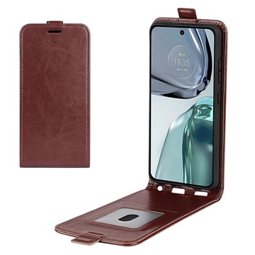 Motorola Moto G62 5G Vertical Flip Case with Card Slot - Brown