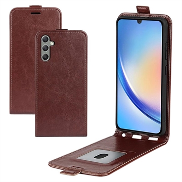 Samsung Galaxy A24 4G Vertical Flip Case with Card Slot - Brown