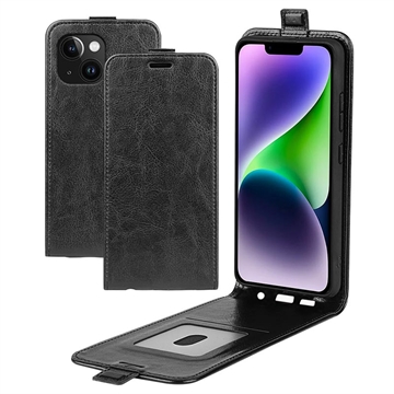 iPhone 15 Vertical Flip Case with Card Slot - Black