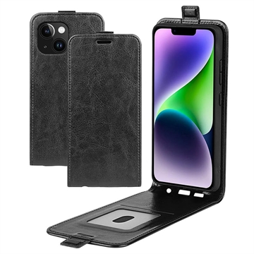 iPhone 15 Plus Vertical Flip Case with Card Slot - Black
