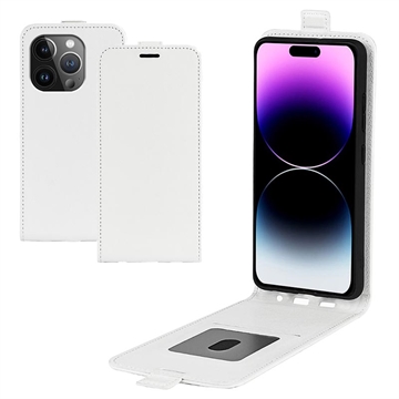 iPhone 15 Pro Max Vertical Flip Case with Card Slot - White