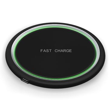 W53 Qi Wireless Charger Pad Ultra-thin Round Fast Charging Base - Black