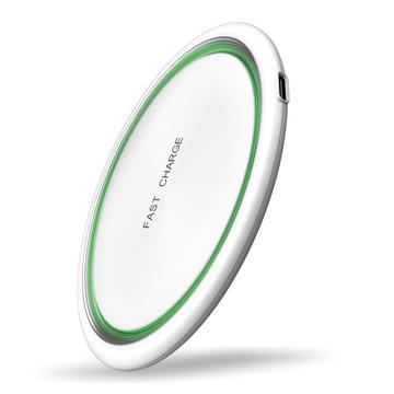 W53 Qi Wireless Charger Pad Ultra-thin Round Fast Charging Base - White