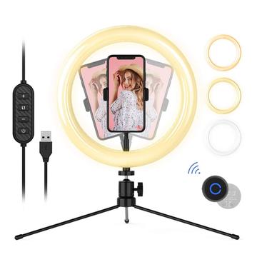 WONEW ZJ27 10 Desktop Ring Light LED Fill Light with Tripod Support Bluetooth Selfie