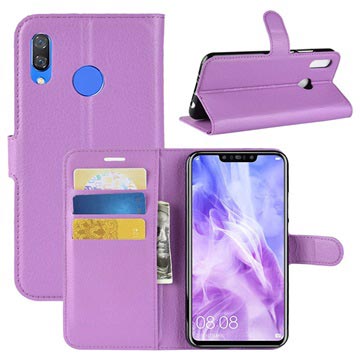 Huawei Nova 3 Wallet Case with Stand Feature - Purple