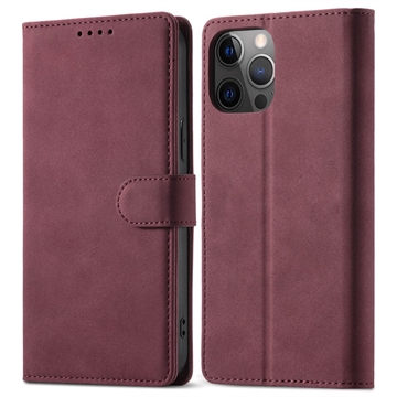 iPhone 13 Pro Max Wallet Case with Stand Feature - Wine Red