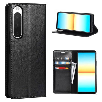Sony Xperia 10 IV Wallet Leather Case with Kickstand - Black