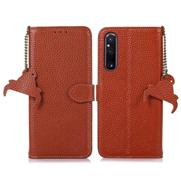 Sony Xperia 1 V Wallet Leather Case with RFID - Brown