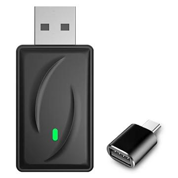 Wireless CarPlay & Android Auto 2-in-1 USB Dongle with USB-C Adapter