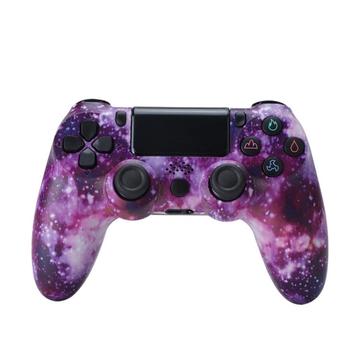 Wireless Gaming Controller Gamepad for PS4 Game Joystick with Speaker and Stereo Headset Jack - Purple Starry Sky