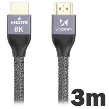Wozinsky HDMI 2.1 8K 60Hz / 4K 120Hz / 2K 144Hz Cable - 3m - Grey