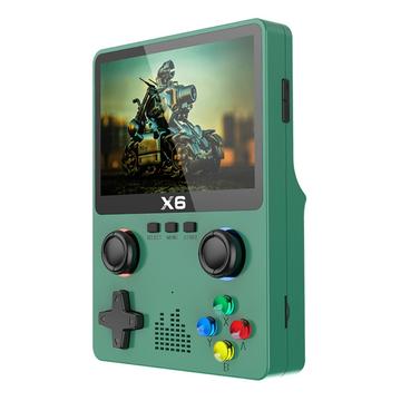 X6 HD 3.5-Inch Screen Handheld Game Console Built-in Video Games Machine with Dual Joystick Design - Green