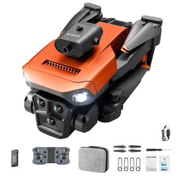 XKJ K6 MAX 3-Camera Obstacle Avoidance Drone HD Aerial Photography Folding Quadcopter RC Aircraft with Single Battery - Orange