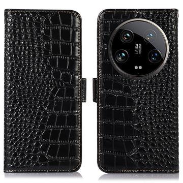 Xiaomi 14 Ultra Crocodile Series Wallet Leather Case with RFID - Black