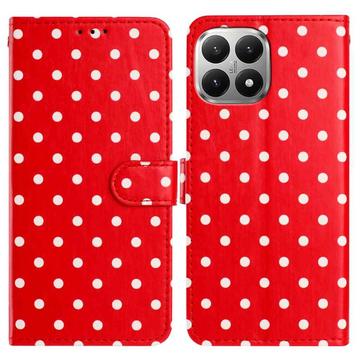 Xiaomi 15T Polka Dot Pattern Wallet Case - Red