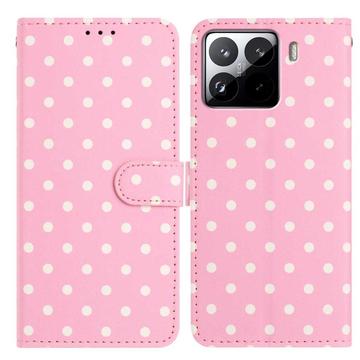 Xiaomi 15T Pro Polka Dot Pattern Wallet Case - Pink