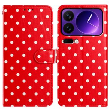 Xiaomi 17 Pro Max Polka Dot Pattern Wallet Case - Red