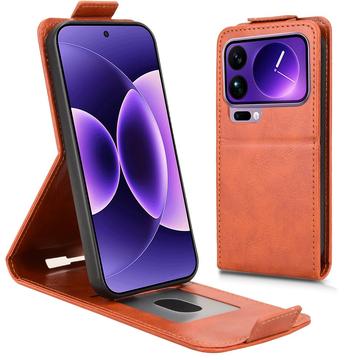 Xiaomi 17 Pro Max Vertical Flip Case with Stand - Brown