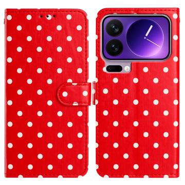 Xiaomi 17 Pro Polka Dot Pattern Wallet Case - Red