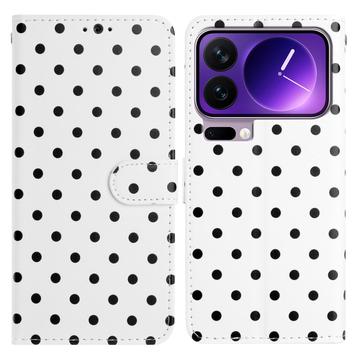 Xiaomi 17 Pro Polka Dot Pattern Wallet Case - White