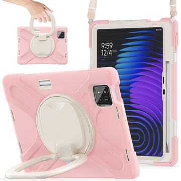 Xiaomi Pad 8/8 Pro Heavy Duty 360 Case with Hand Strap - Pink / White