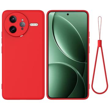 Xiaomi Redmi K80 Pro Liquid Silicone Case with Hand Strap - Red