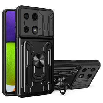 Xiaomi Redmi Note 13 Pro 4G/Poco M6 Pro Rotary Ring Hybrid Case with Camera Shield - Black