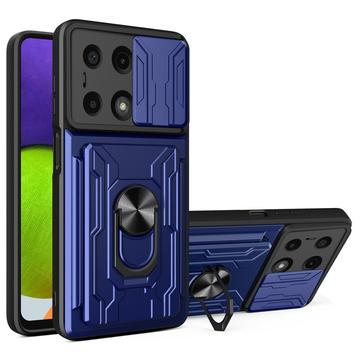 Xiaomi Redmi Note 13 Pro 4G/Poco M6 Pro Rotary Ring Hybrid Case with Camera Shield - Blue