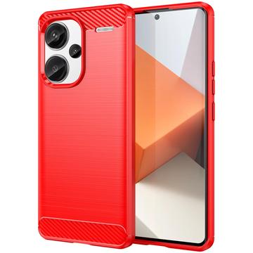 Xiaomi Redmi Note 13 Pro+ Brushed TPU Case - Carbon Fiber - Red