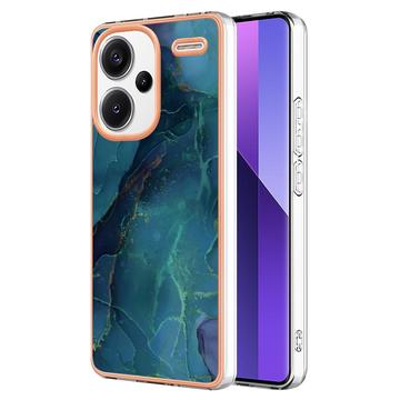 Xiaomi Redmi Note 13 Pro+ Marble Pattern Electroplated IMD TPU Case - Green