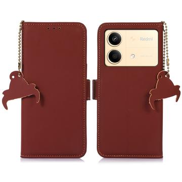 Xiaomi Redmi Note 13R Pro Wallet Leather Case with RFID - Brown