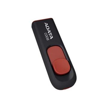 ADATA C008 Capless Sliding USB Flash Drive - 16GB - Black / Red