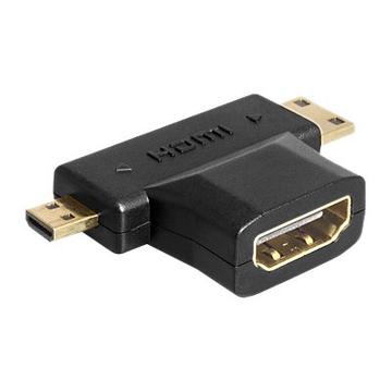Delock Adapter HDMI-A female> HDMI-C male & HDMI-D male - Black