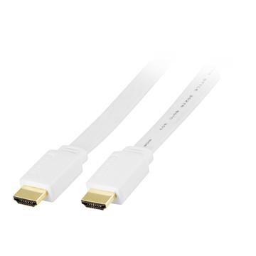 Deltaco Flat HDMI Cable - HDMI male -> HDMI male - 2m - White