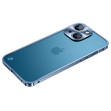 iPhone 13 Mini Metal Bumper with Tempered Glass Back - Blue