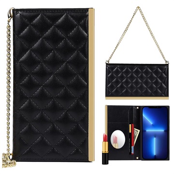 iPhone 13 Mini Wallet Case with Makeup Mirror - Black