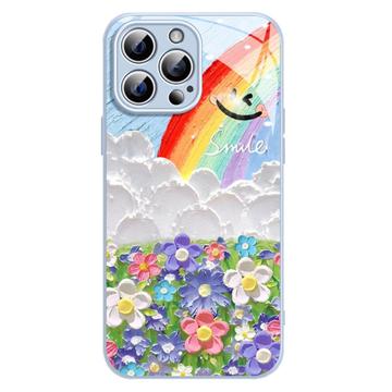 iPhone 14 Pro Smile & Rainbow Hybrid Case - Blue