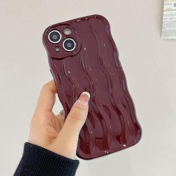 iPhone 15 3D Linear Wavy Case - Wine Red