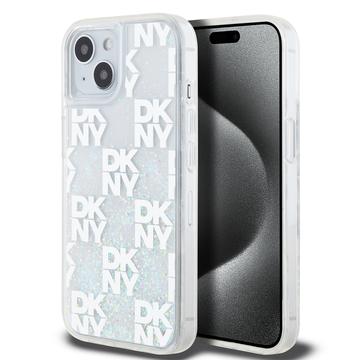 iPhone 15 DKNY Liquid Glitter Checkered Pattern Case - Transparent