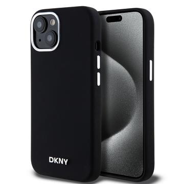 iPhone 15 DKNY Liquid Silicone Metal Logo Case - Magsafe Compatible - Black