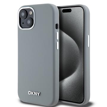 iPhone 15 DKNY Liquid Silicone Metal Logo Case - Magsafe Compatible - Grey