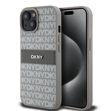 iPhone 15 DKNY Repeat Pattern Tonal Stripe Case - Beige