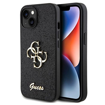 Photos - Case GUESS iPhone 15  Fixed Glitter 4G Metal Logo  - Black 