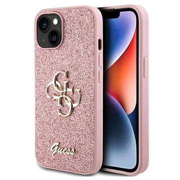 Photos - Case GUESS iPhone 15  Fixed Glitter 4G Metal Logo  - Pink 