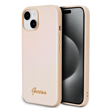 iPhone 15 Guess Iridescent Metal Script Hybrid Case - Gold