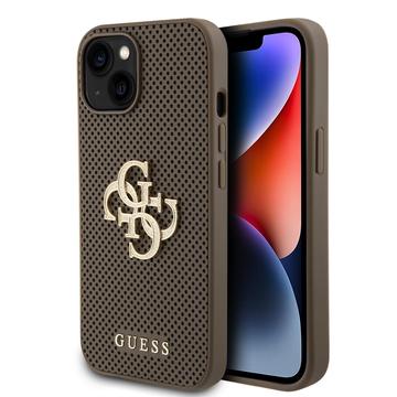 iPhone 15 Guess Perforated 4G Glitter Logo Case - Taupe