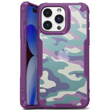 iPhone 15 Plus Anti-Shock Hybrid Case - Camouflage - Purple