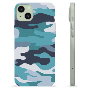iPhone 15 Plus TPU Case - Blue Camouflage